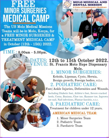 UPCOMING MEDICAL MISSIONS TRIP TO KENYA : 12th to 15th October 2022.